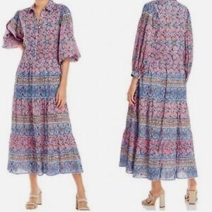 Floral Maxi Dress in Pink and Blue